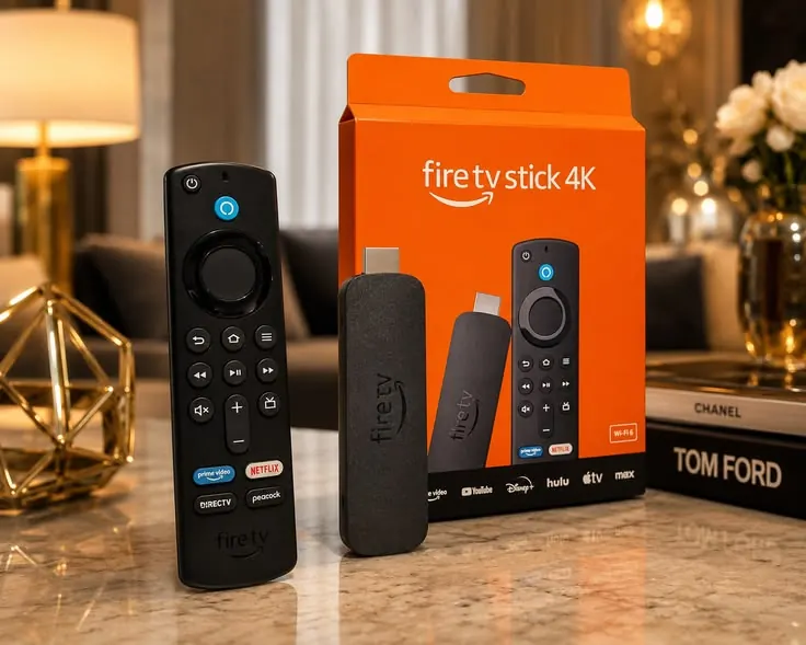 Amazon Fire TV Stick 4K con mando y caja preparado para configurar IPTV España